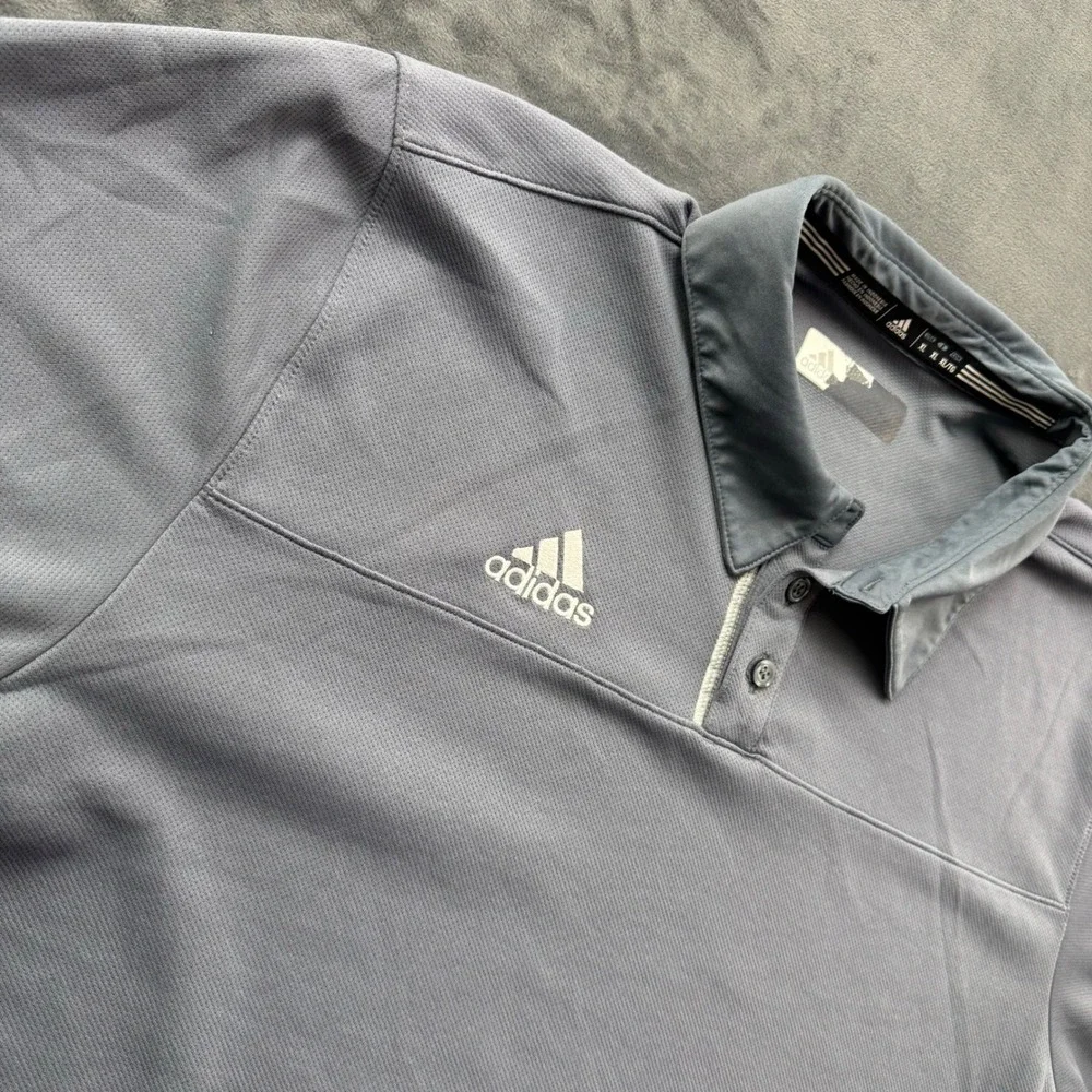 Adidas Climacool Polo Shirt Mens XL Gray Cream Short Sleeve Golf Athletic Top